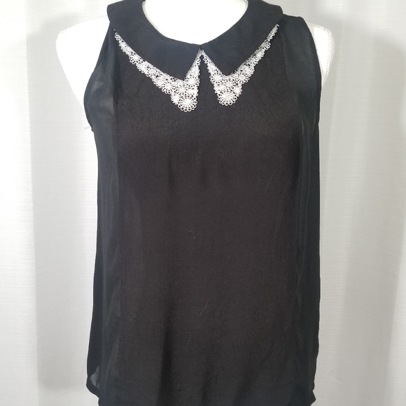 Forever 21 sleeveless collar black top. Size S - Picture 1 of 13